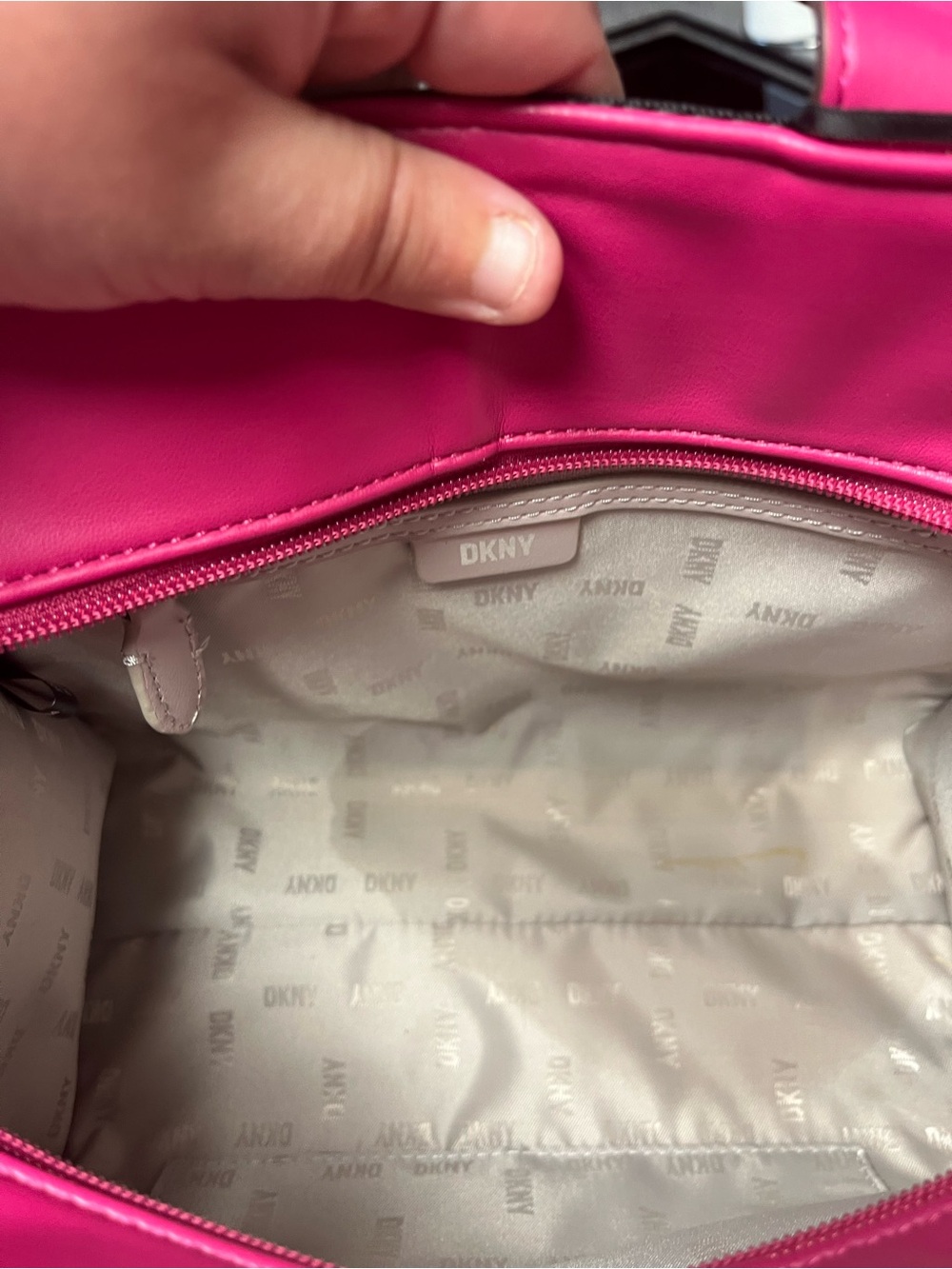 DKNY Hot Pink Cassandra Small Tote with Black Signature Strap - Picture 5 of 11